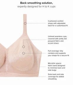 Wacoal Full Figure|Unlined * Back Appeal® H-K Cup Wire Free Bra Rose Dust