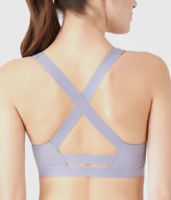 Wacoal Unlined|Wireless * b.active port Crop Lilac Gray