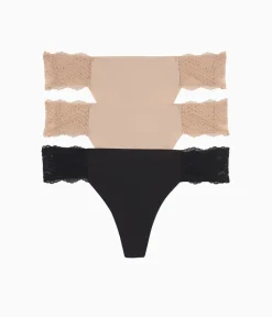 Wacoal Thong * b.bare Thong Panty Pack Au Natural/Au Natural/Night