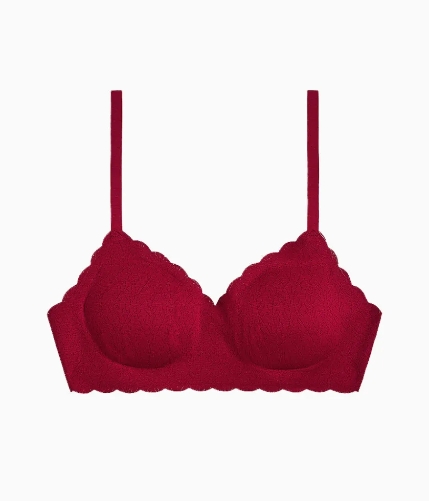Wacoal Lace|Wireless * b.wow'd ace Wire Free Bra Biking Red