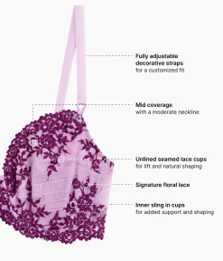 Wacoal Unlined|Lace * Embrace Lace® Underwire Bra Lavender Sage/Dark Purple