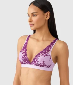 Wacoal Bralettes|Unlined * Embrace Lace® Wire Free Bralette Lavender Sage/Dark Purple