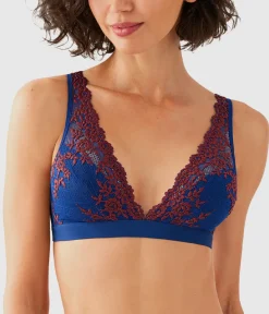 Wacoal Bralettes|Unlined * Embrace Lace® Wire Free Bralette Blue Depths/Cordovan