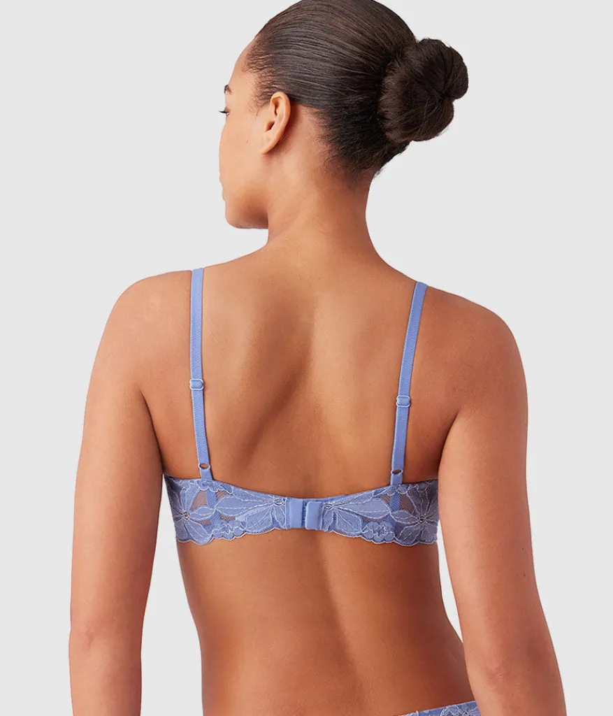 Wacoal Lace|Underwire * Feeling Famous Balconette Contour Bra Country Blue/Bright White