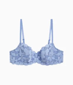 Wacoal Lace|Underwire * Feeling Famous Balconette Contour Bra Country Blue/Bright White