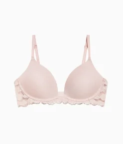 Wacoal Push Up|Wireless * Feeling Famous Wire Free Push Up Bra Rose Smoke/White