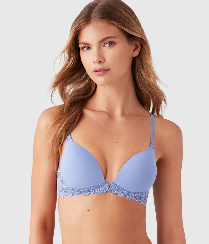 Wacoal Lace|T-Shirt * Feeling Famous Wire Free Push Up Bra Country Blue/Bright White