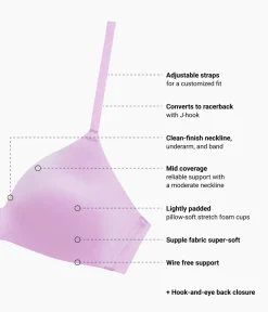 Wacoal Racerback/Convertible|Seamless * Future Foundation Wire Free T-Shirt Bra Smoky Grape