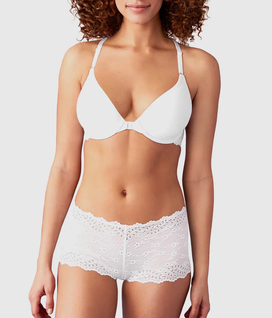 Wacoal T-Shirt|Racerback/Convertible * Inspired Eyelet Front Close T-Shirt Bra White