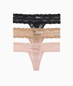 Wacoal Thong * ace Ki Thong Panty Pack Rose Smoke/Au Natural/Night