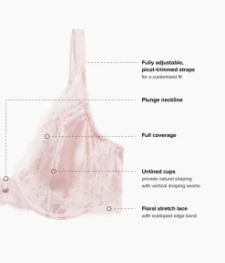 Wacoal Unlined|Lace * Modern Affair Plunge Underwire Bra Rose Dust/Angel Wing