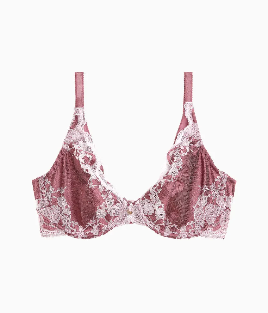 Wacoal Unlined|Lace * Modern Affair Plunge Underwire Bra Rose Brown/Cradle Pink