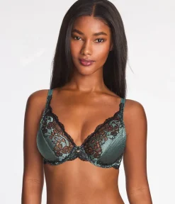 Wacoal Unlined|Lace * Modern Affair Plunge Underwire Bra Silver Pine/Black