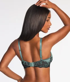 Wacoal Unlined|Lace * Modern Affair Plunge Underwire Bra Silver Pine/Black
