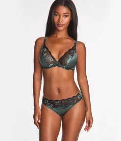 Wacoal Unlined|Lace * Modern Affair Plunge Underwire Bra Silver Pine/Black
