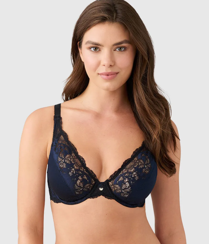 Wacoal Unlined|Lace * Modern Affair Plunge Underwire Bra Night Sky/Black