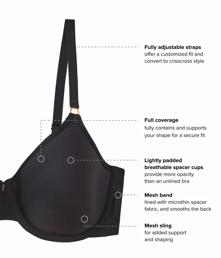 Wacoal Full Figure|Racerback/Convertible * Simply Done T-Shirt Bra Black