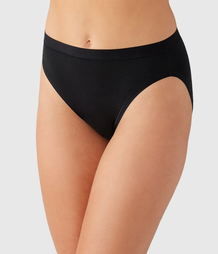 Wacoal Hi-Cut * Undertated Cotton Hi-Cut Black