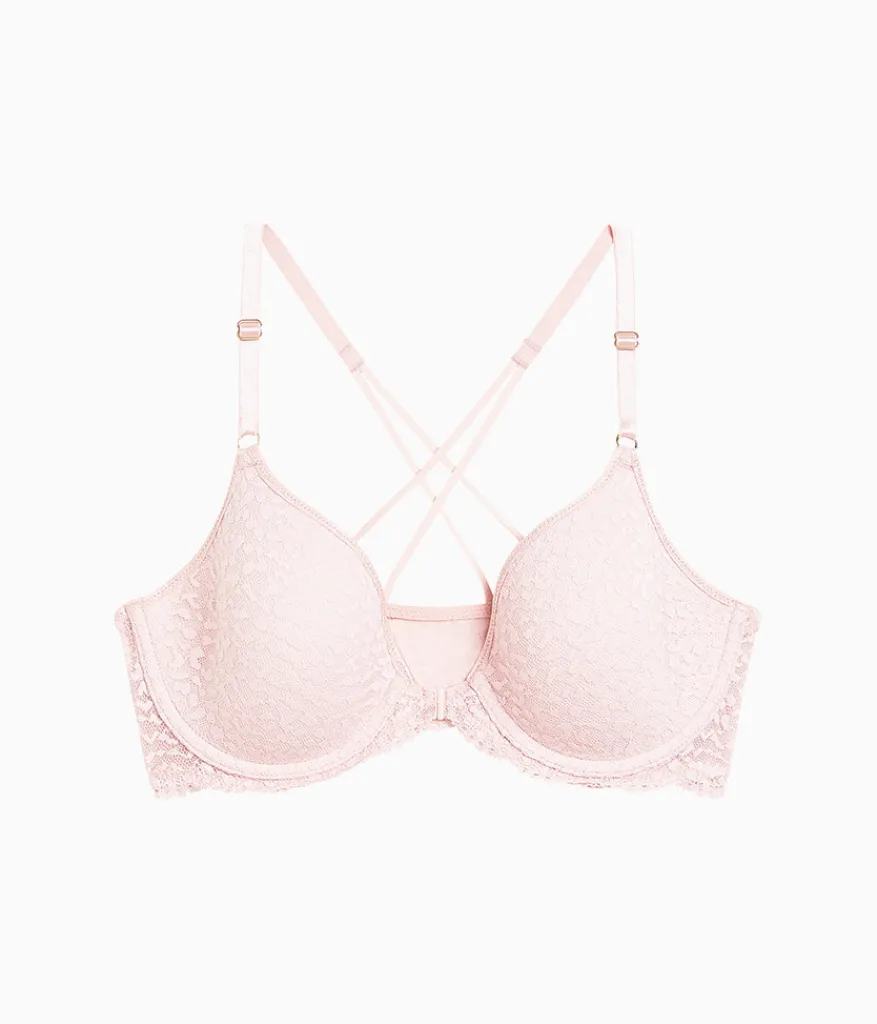 Wacoal Racerback/Convertible|Lace * Untamed Front Close T-Shirt Bra Rose Smoke