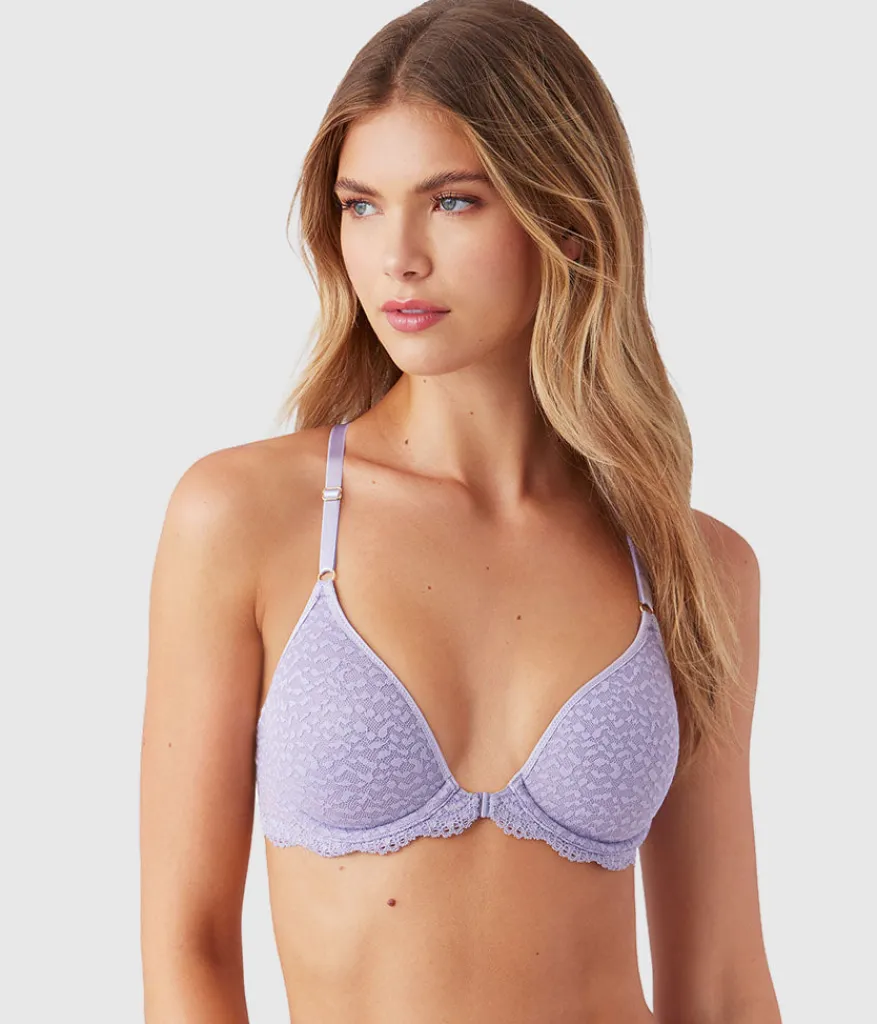 Wacoal Underwire|Lace * Untamed Front Close T-Shirt Bra Lavender Gray