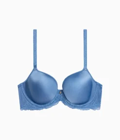 Wacoal Seamless|Lace * Vivid Attraction T-Shirt Bra Blue Horizon