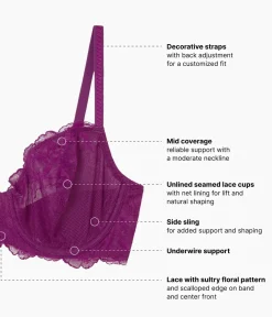 Wacoal Unlined|Lace * Vivid Attraction Underwire Bra Dark Purple
