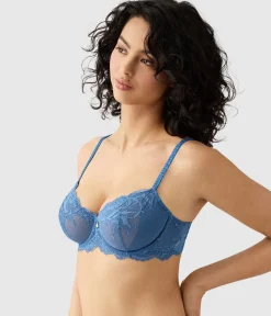 Wacoal Unlined|Lace * Vivid Attraction Underwire Bra Blue Horizon